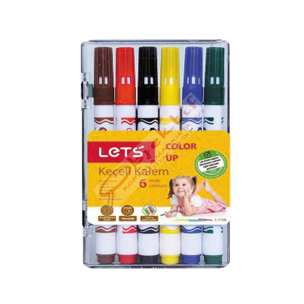 Lets Keçeli Boya Kalemi Yarım Boy 6 Renk L-7106