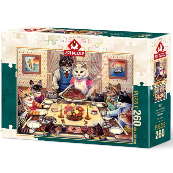 Art Puzzle 260 Parça Kedi Ailesi Ziyafette 5025