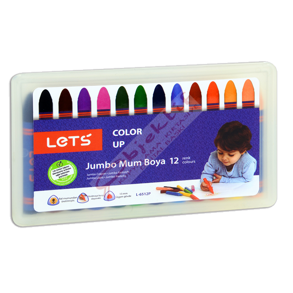 Lets Mum Pastel Boya Plastik Kutu Jumbo 12 Renk L-6512