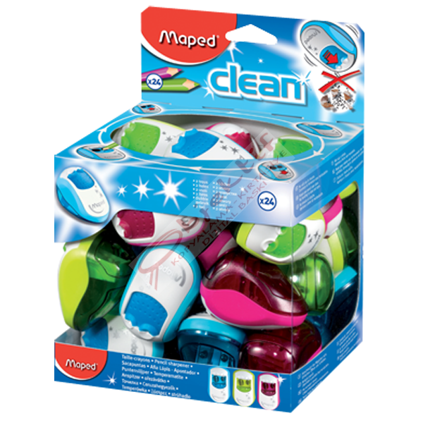 Maped Öğrenci Kalemtıraşı Clean Plastik Çiftli Hazneli 24 LÜ 030211