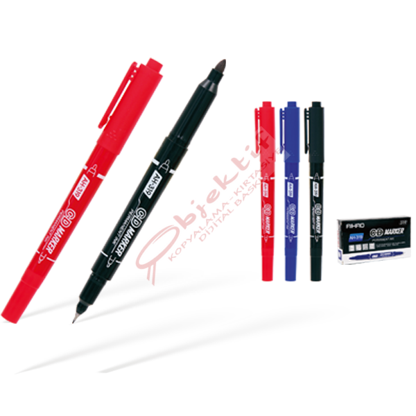 Aihao Asetat Kalemi Permanent Çift Taraflı Kırmızı AH-319
