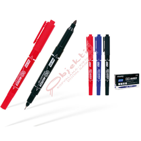 Aihao Asetat Kalemi Permanent Çift Taraflı Mavi AH-319