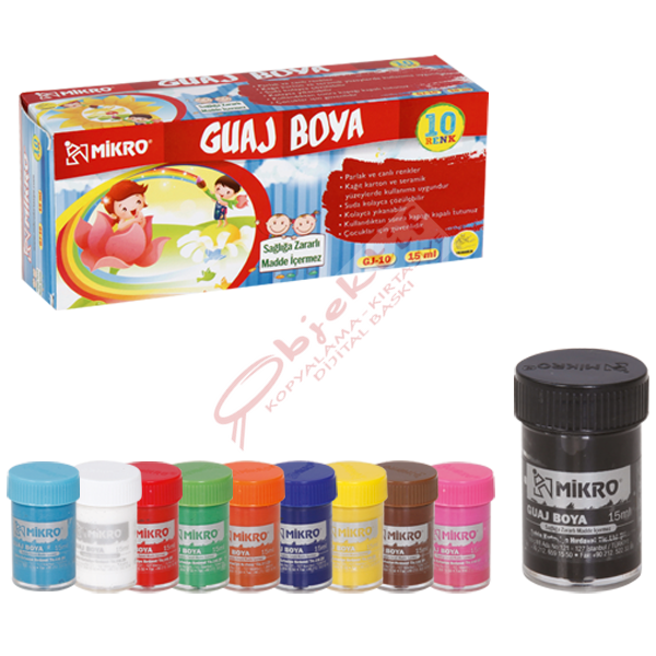 Mikro Guaj Boya Şişe 10 Renk 15 ML GJ-10