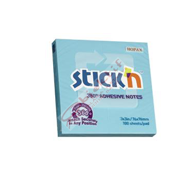 Hopax Stıckn Yapışkanlı Not Kağıdı 360° 100 YP 76x76 Mavi HE21553