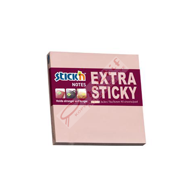 Hopax Stıckn Yapışkanlı Not Kağıdı Extra 90 YP 76x76 Pastel Pembe HE21661