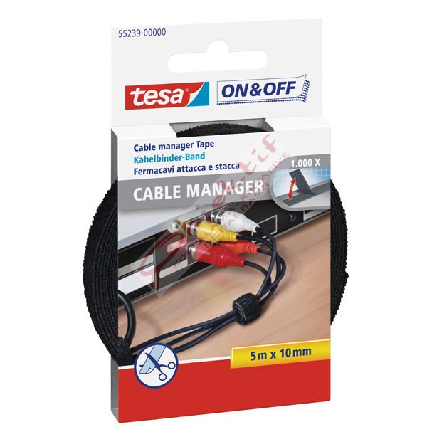 Tesa Kablo On & Off Organizatörü Siyah 5 M 10 MM 55239-00000-01