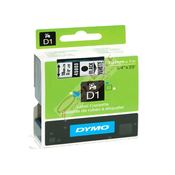 Dymo D1 Şerit Standart 19 MMx7 MT Beyaz Üzerine Siyah 45803 S0720830