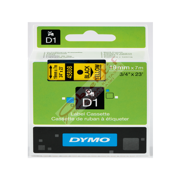Dymo D1 Şerit Standart 19 MMx7 MT Sarı Üzerine Siyah 45808
