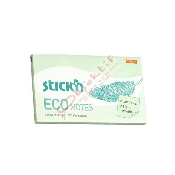 Hopax Stıckn Yapışkanlı Not Kağıdı 100 YP 76x127 Eco Patel Yeşil  HE21752