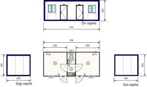 İki Girişli İki Odalı Wc li Konteyner K303