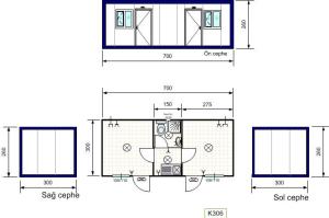21m2.İki Odalı WC Evye li Yaşam Konteyneri K306