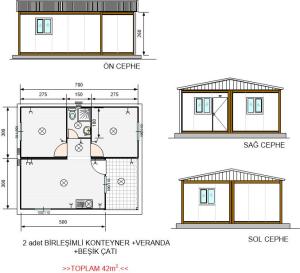 42m2. Birleşimli Verandalı Yaşam Konteyneri