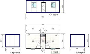 Sandviç Panel İki Odalı ve Çay Ocaklı Konteyner K301