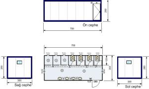 4 adet WC ve 3 adet Duş Konteyner 21m2.