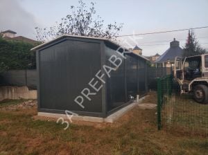 21m2. Beşik Çatılı Ev Konteyner Antrasit Renk