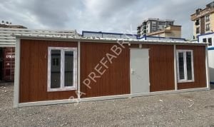 Beşik Çatılı  Ahşap Desenli Yaşam Konteyneri-27m2.