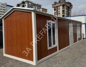 Beşik Çatılı  Ahşap Desenli Yaşam Konteyneri-27m2.