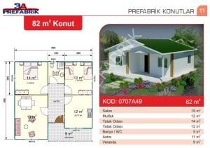 Tek Katlı Prefabrik Bina  82m2.- 3A Prefabrik