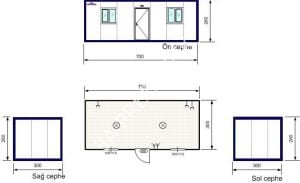 Ucuz Kaliteli Şantiye  Konteyneri- 3x7x2,50m-3A Prefabrik