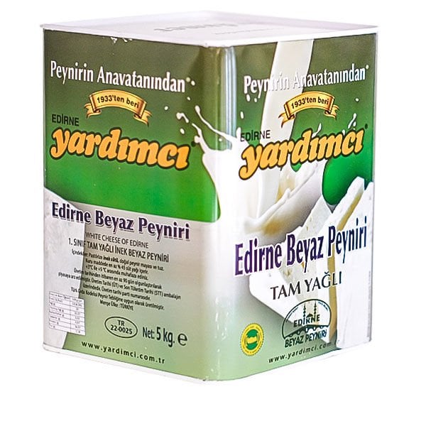Edirne Beyaz Peyniri Tam Yağlı Sert İnek 5kg Teneke (Orta Sert)