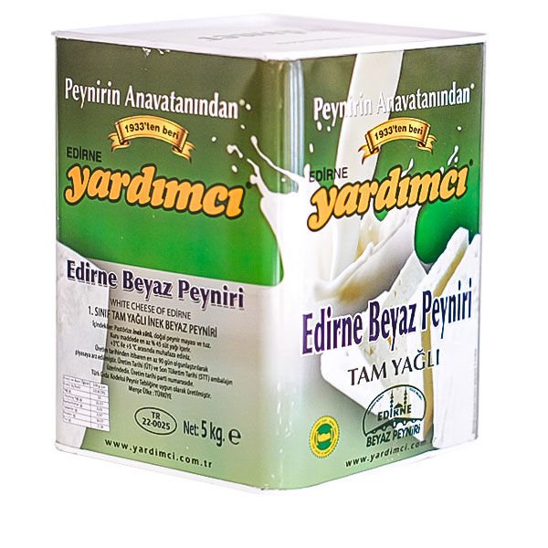 Edirne Beyaz Peyniri Tam Yağlı Sert İnek 5kg Teneke (Orta Sert)