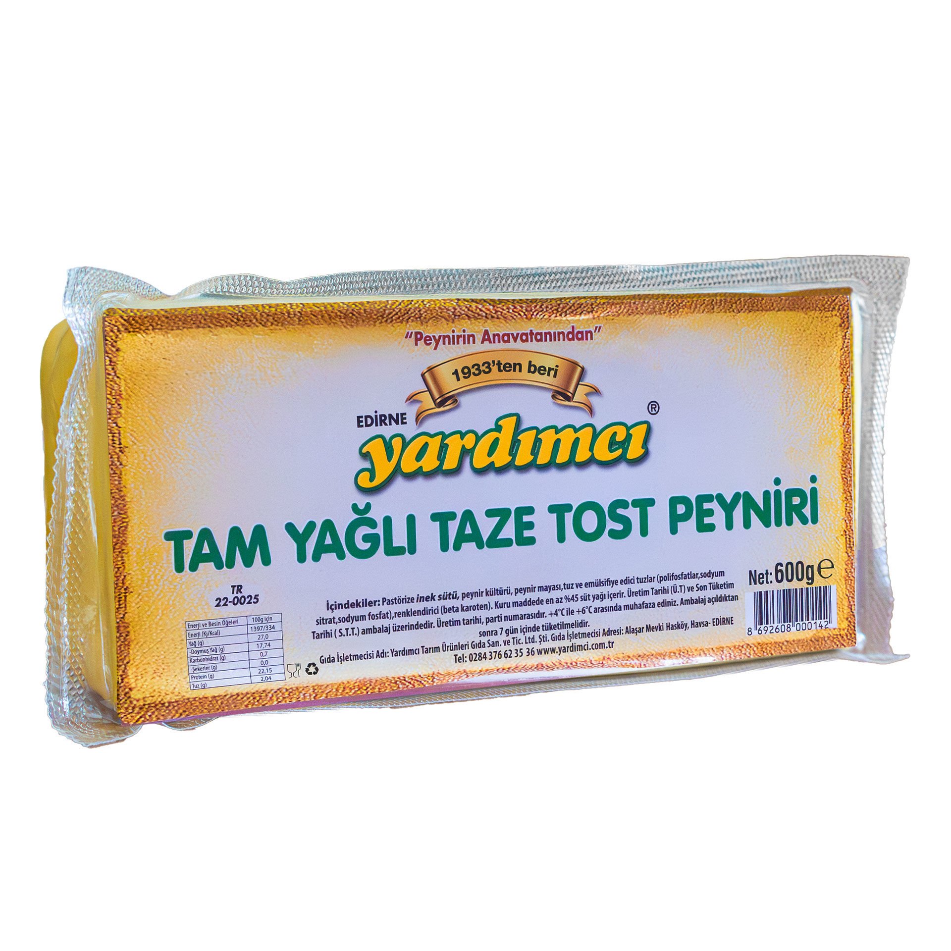 Tam Yağlı Taze Tost Peyniri (Vakumlu) 600gr