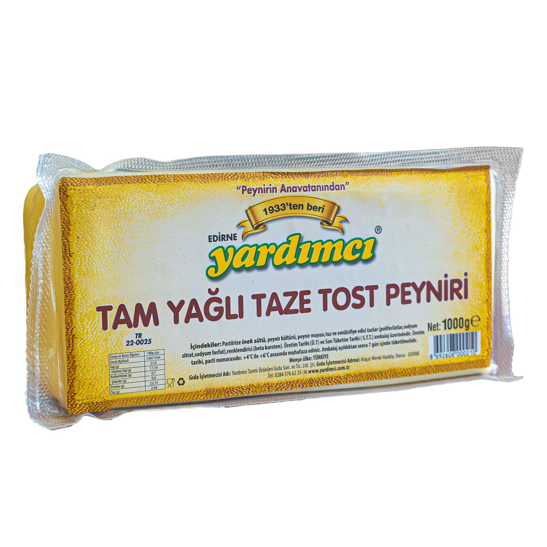 Tam Yağlı Taze Tost Peyniri (Vakumlu) 1000gr