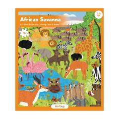 African Savanna - 36 Parça XXL Dev Puzzle, Gözlem ve Sayma Oyunu & Posteri