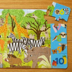 African Savanna - 36 Parça XXL Dev Puzzle, Gözlem ve Sayma Oyunu & Posteri