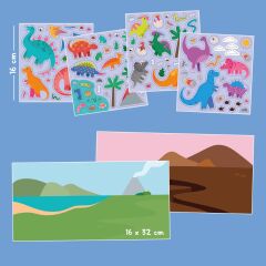 Reusable Sticker Set: Dinosaurs - Tak Çıkar Çıkartma Oyunu