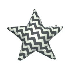 Gri Beyaz Yıldız Yastık - Zigzag Desenli