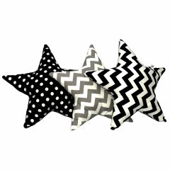 Siyah Beyaz Yıldız Yastık - Zigzag Desenli