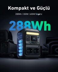 Anker SOLIX C300X AC 288Wh I 300W (600W SurgePad) Taşınabilir Güç Kaynağı - A1723