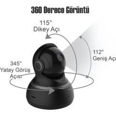 Xiaomi Yi Dome 360 IP Kamera 1080p Gece Görüşlü  Siyah (Global)