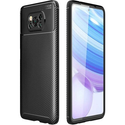 Case 4U Xiaomi Poco X3 / Poco X3 Pro Kılıf Karbon Desenli Negro Silikon Siyah
