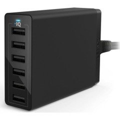ANKER PowerPort 6 Seyahat Şarj Cihazı 60W 6 Portlu Siyah