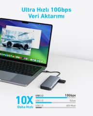 Anker USB-C Hub (7-in-1, Dual Display) Gri - A8374