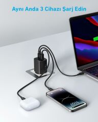 Anker 336 Şarj Cihazı 67W 3 Port Siyah - A2674