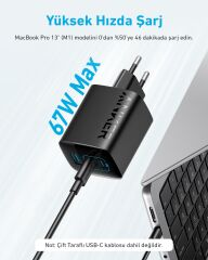 Anker 336 Şarj Cihazı 67W 3 Port Siyah - A2674