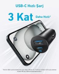 Anker Araç Şarjı 30W 2 Port Siyah - A2741
