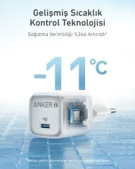 Anker Zolo 30W GaN USB-C Şarj Cihazı - Beyaz - A2698