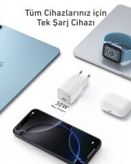 Anker Zolo 30W GaN USB-C Şarj Cihazı - Beyaz - A2698