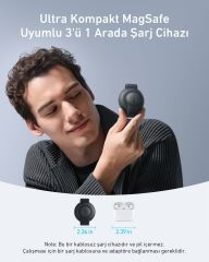 Anker MagGo 3in1 Kablosuz Katlanır Şarj -Siyah - B25M8