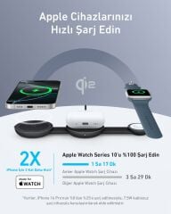 Anker MagGo 3in1 Kablosuz Katlanır Şarj -Siyah - B25M8