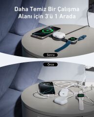 Anker MagGo 3in1 Kablosuz Katlanır Şarj -Siyah - B25M8