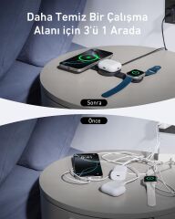 Anker MagGo 3in1 Kablosuz Katlanır Şarj -Siyah - B25M8