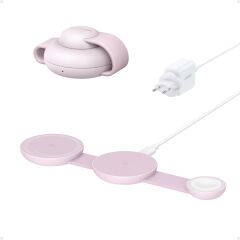 Anker MagGo 3in1 Kablosuz Katlanır Şarj - Pembe - B25M8