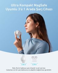 Anker MagGo 3in1 Kablosuz Katlanır Şarj - Beyaz - B25M8