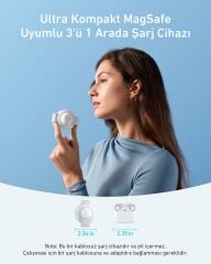 Anker UFO MagGo Kablosuz Şarj Cihazı (3'ü 1 Arada, Katlanabilir Ped) - Beyaz - B25M8