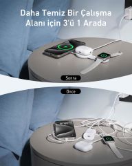 Anker MagGo 3in1 Kablosuz Katlanır Şarj - Beyaz - B25M8